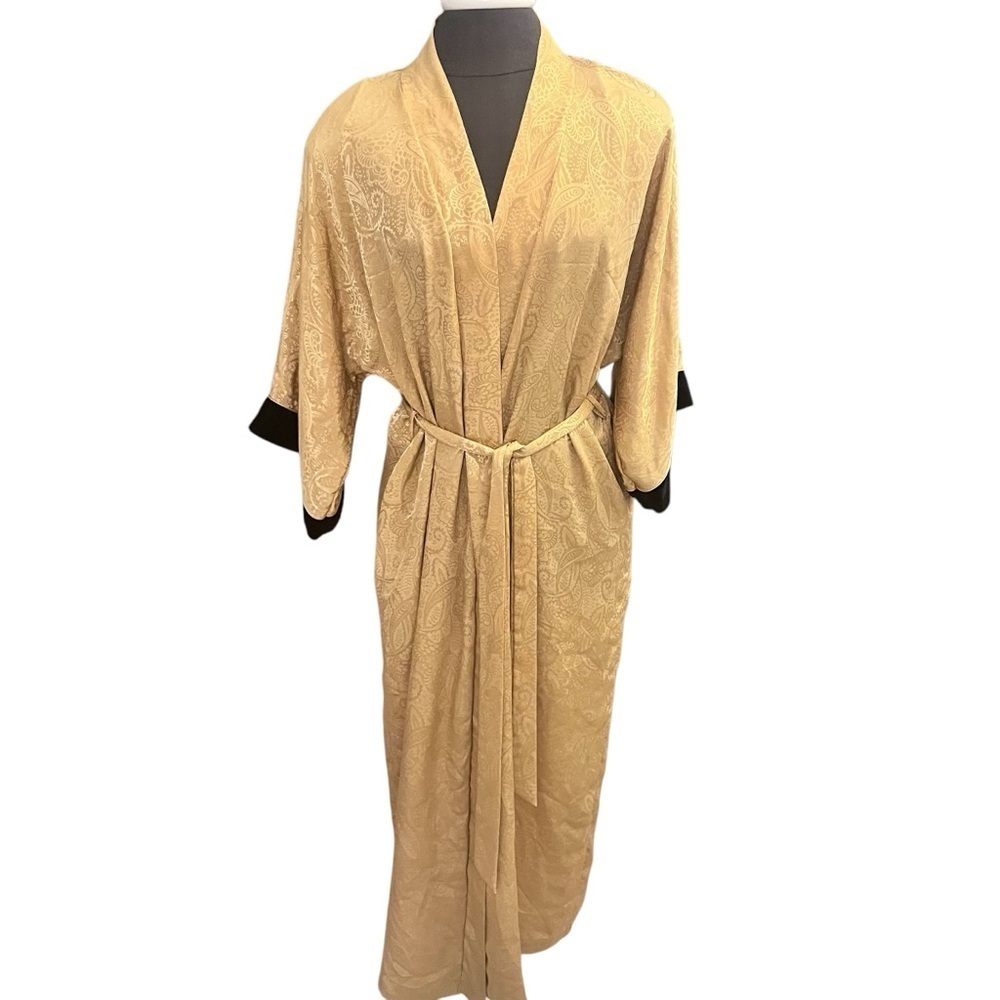 Vintage Expressions California Dynasty Gold Paisley Brocade Satin Robe Medium